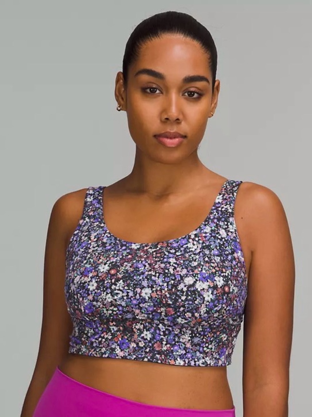 lululemon athletica Floral Print Sports Bra in Purple and Black